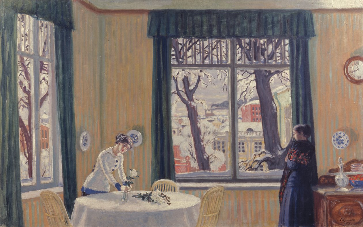En la habitación. Invierno, 1915 de Boris Mikhailovich Kustodiev