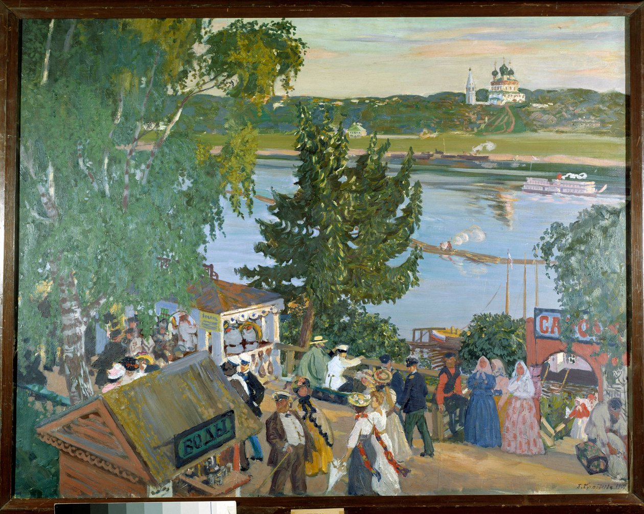 Paseo por el Volga. Pintura de Boris Kustodiev, artista ruso (1878-1927) de Boris Mikhailovich Kustodiev