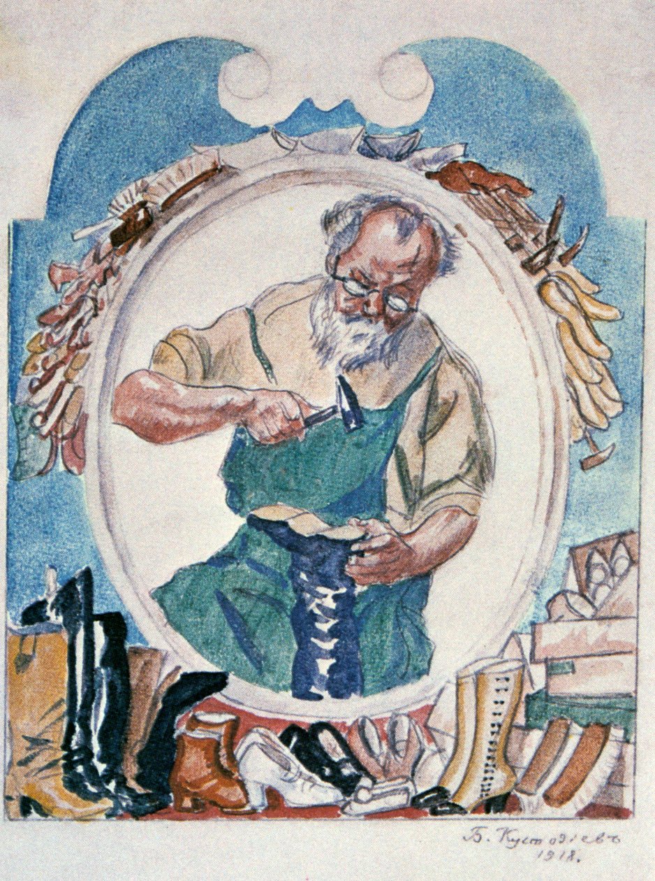 El zapatero, 1918 de Boris Mikhailovich Kustodiev