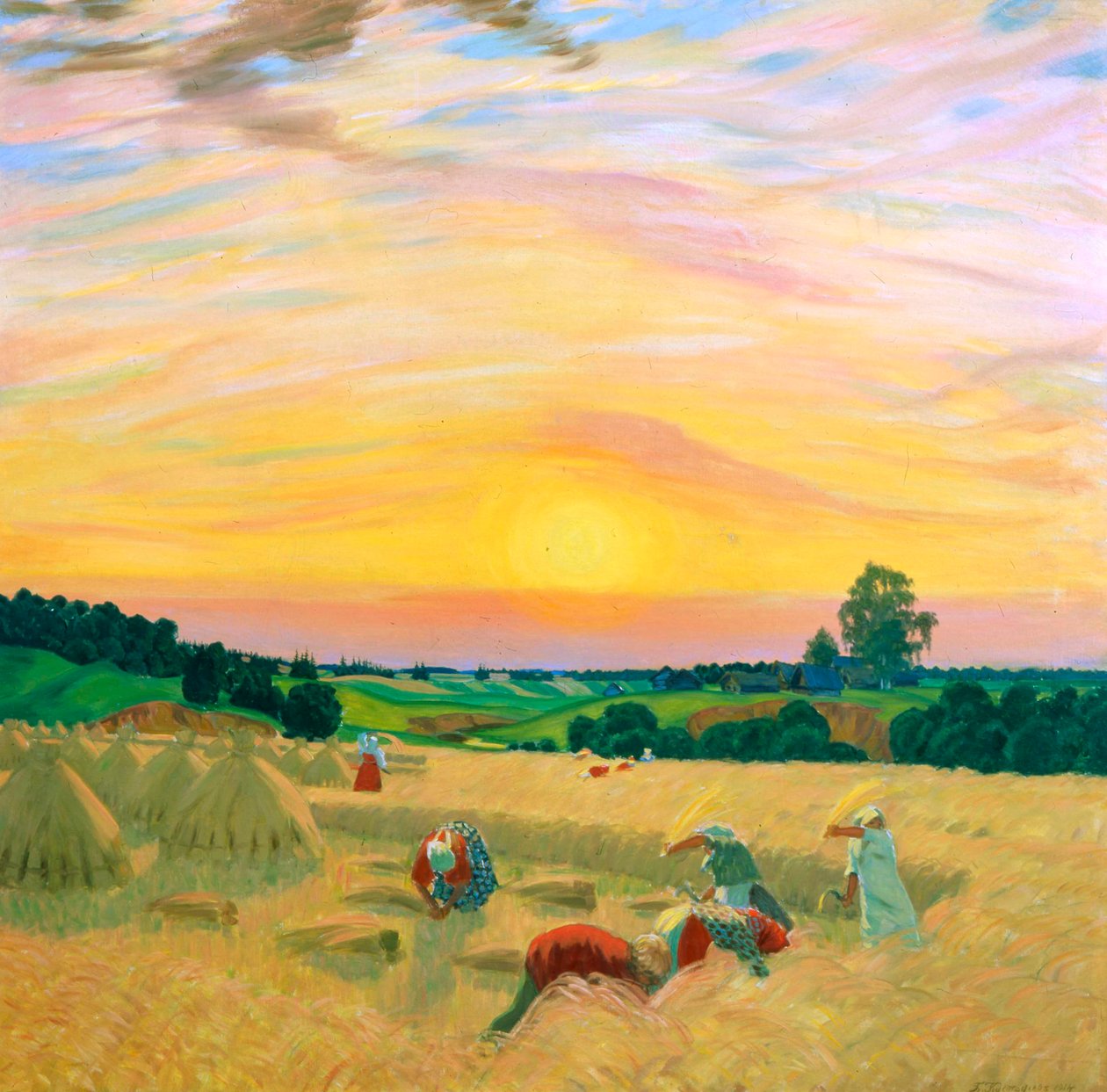 La cosecha, 1914 de Boris Mikhailovich Kustodiev