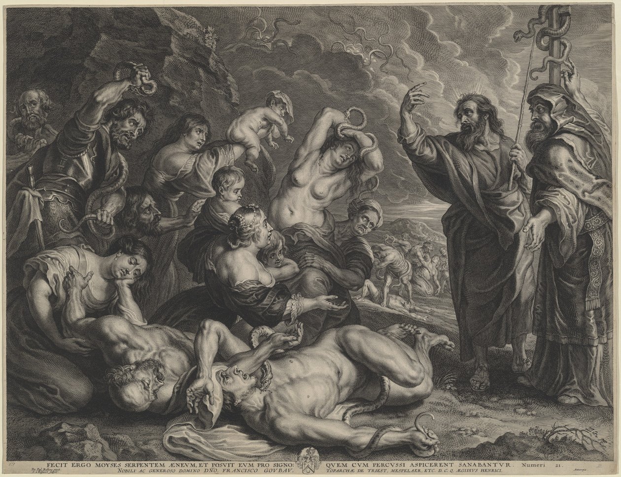 Moisés y la Serpiente de Bronce de Boëtius Adams Bolswert, after Sir Peter Paul Rubens