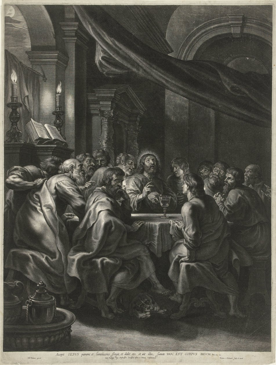 Cristo y los Apóstoles en la Última Cena de Boëtius Adamsz. Bolswert