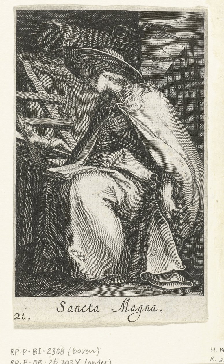 Santa Magna como Hermitess Sancta Magna (título sobre el objeto) Hermitesses (título de la serie) Sacra Eremus Ascetriarum (título de la serie) de Boëtius Adamsz. Bolswert