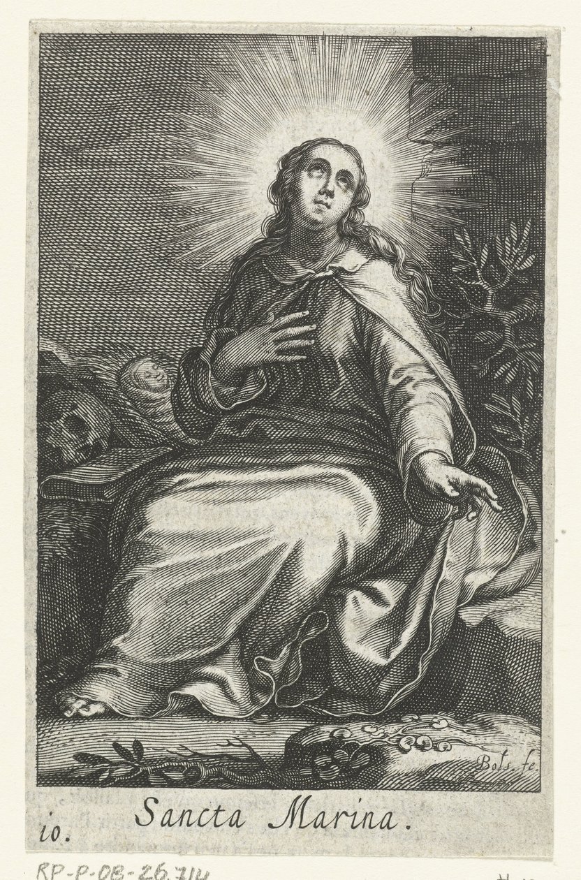 Santa Marina de Alejandría como hermita Sancta Marina (título sobre objeto) Hermitesses (título de la serie) Sacra Eremus Ascetriarum (título de la serie) de Boëtius Adamsz. Bolswert
