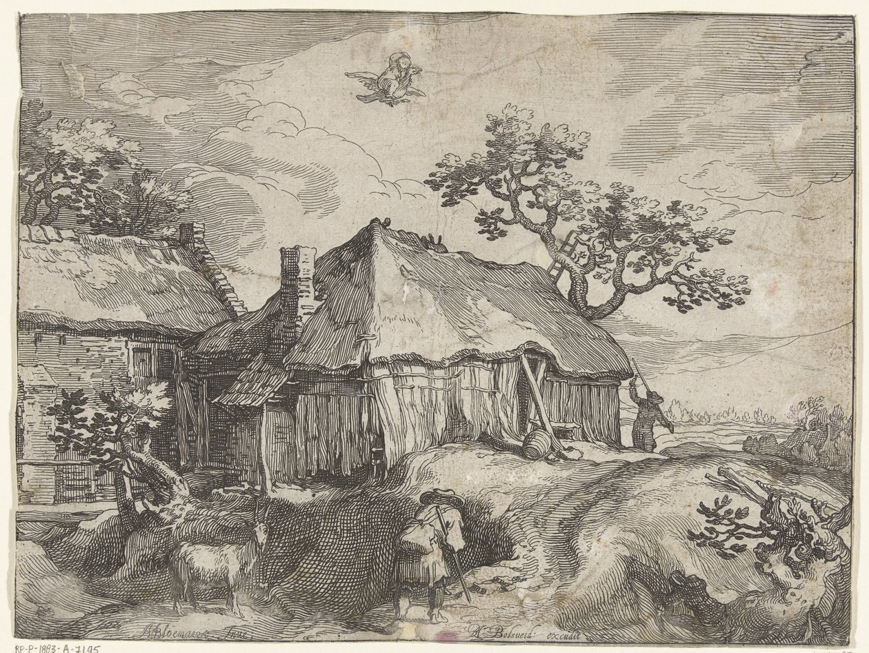 Paisaje con granja y robo de Ganímedes Caras de campo (título de la serie) de Boëtius Adamsz. Bolswert