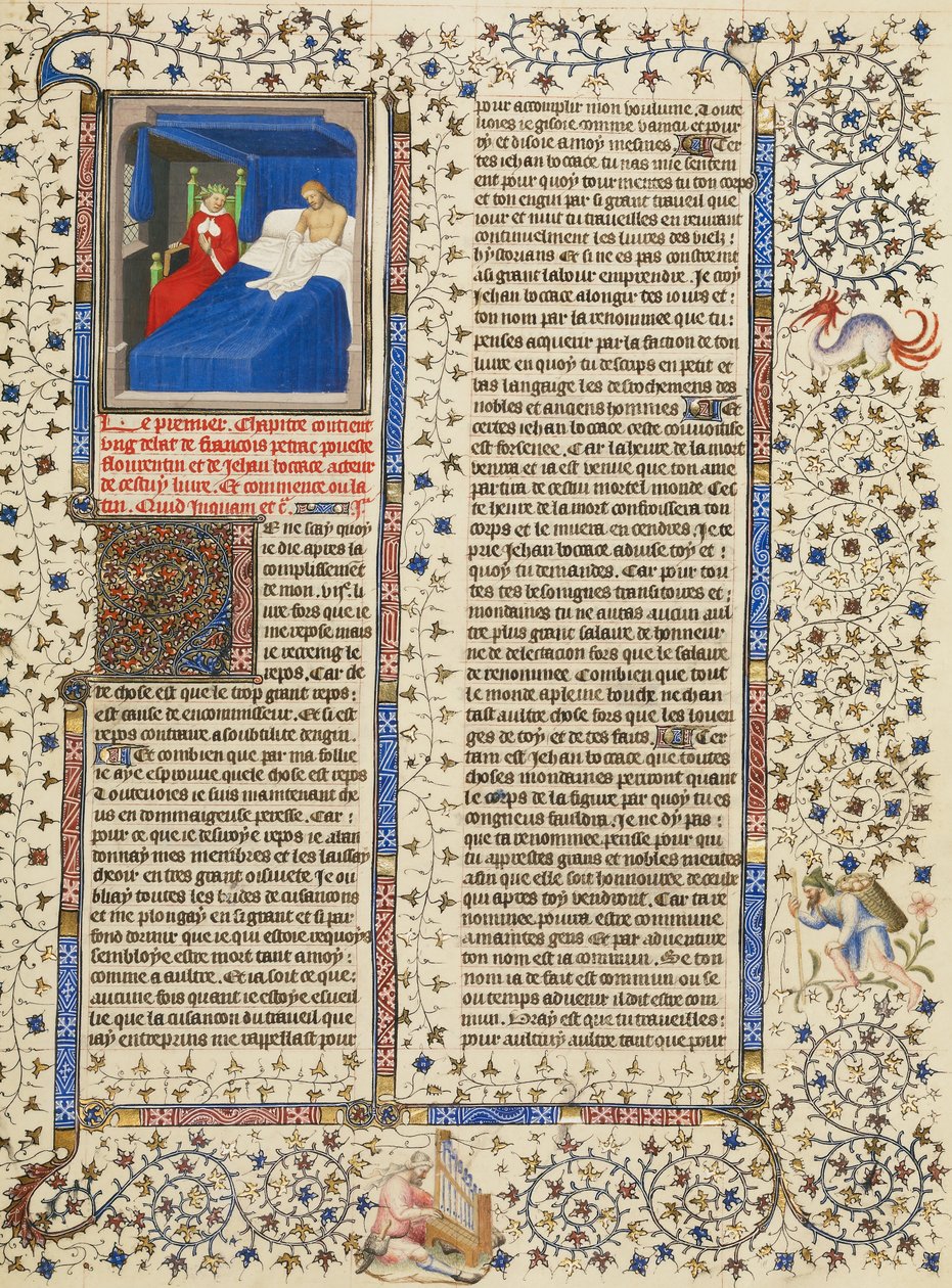 La visión de Boccaccio del Petrarca coronado de laureles de Boucicaut Master