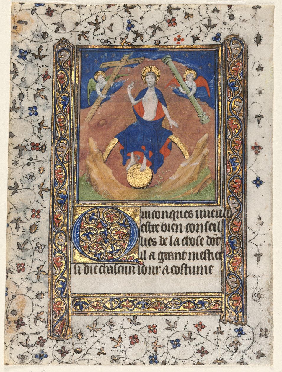 Hoja de un libro de horas: Cristo en el juicio, c. 1415 de Boucicaut Master