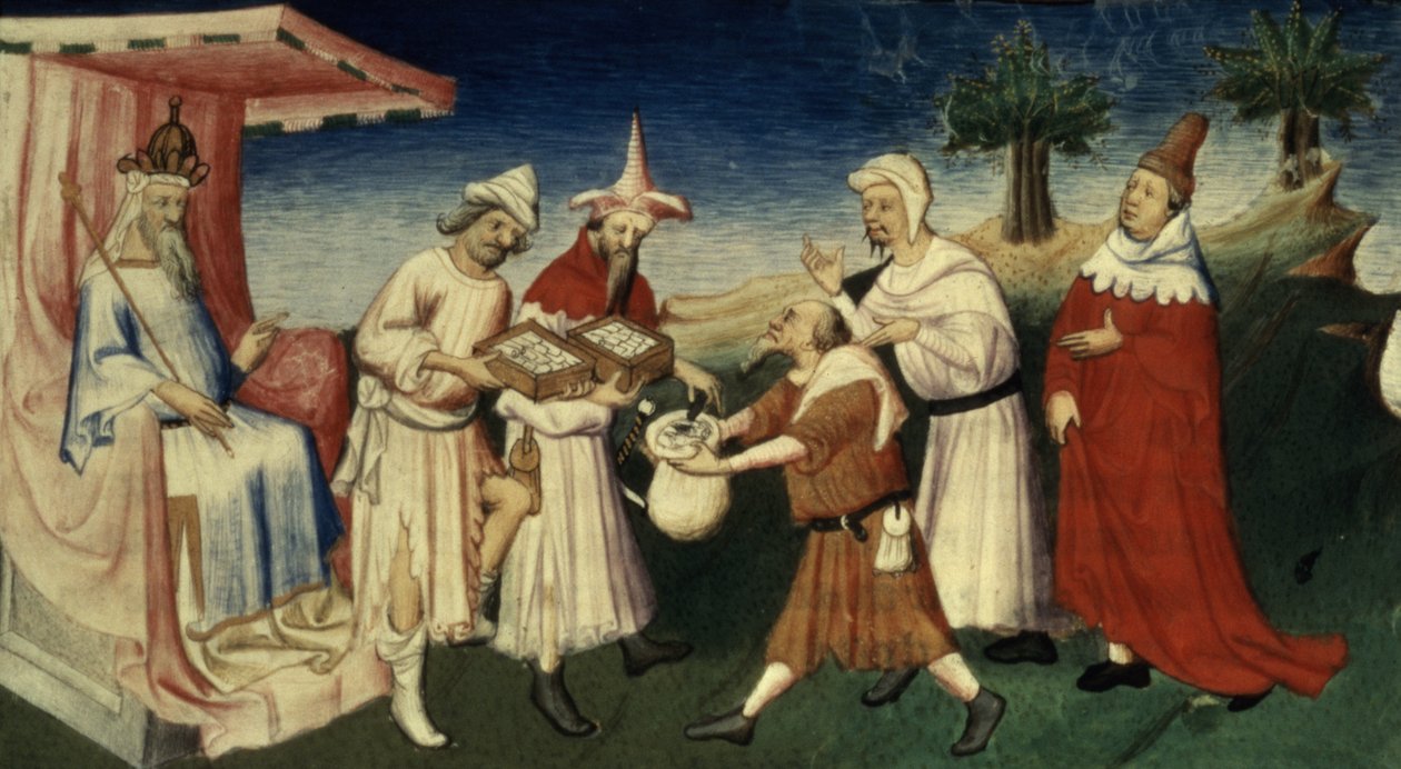 Ms Fr 2810 f.45, Cómo el Gran Khan usaba corteza de árbol como moneda, del 