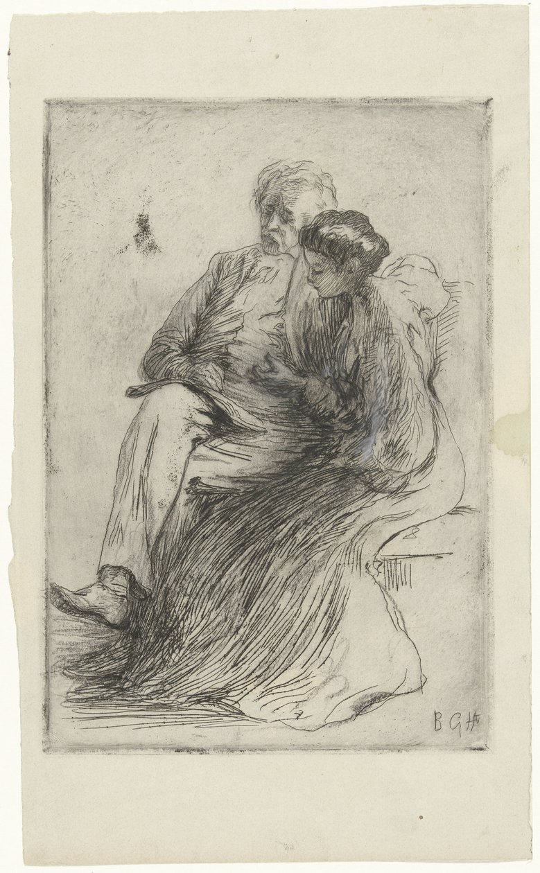 Mujer joven y hombre mayor leyendo de Bramine Hubrecht