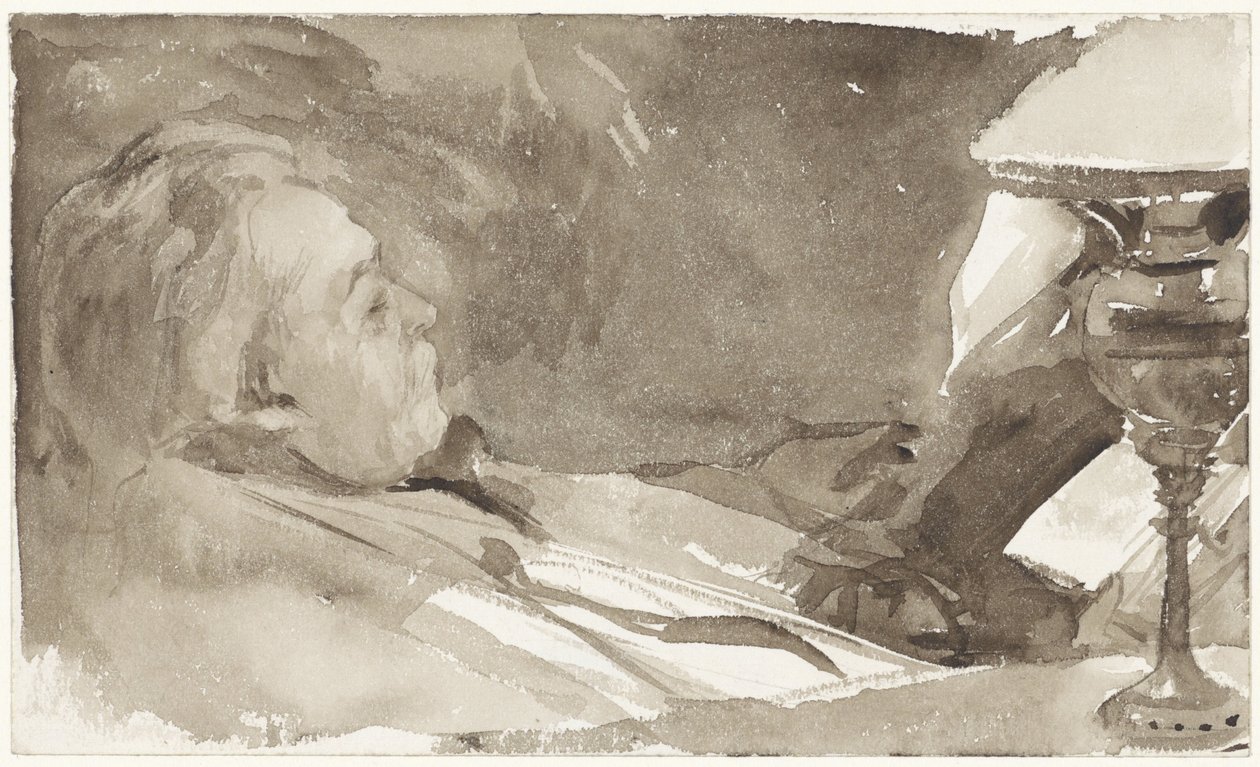 Retrato de Alphons Marie Antoine Joseph Grandmont, leyendo junto a una lámpara de Bramine Hubrecht