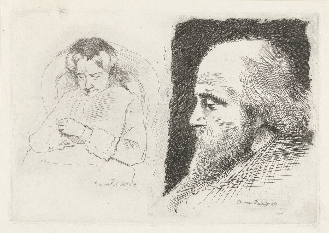 mujer sentada y retrato de un hombre de Bramine Hubrecht
