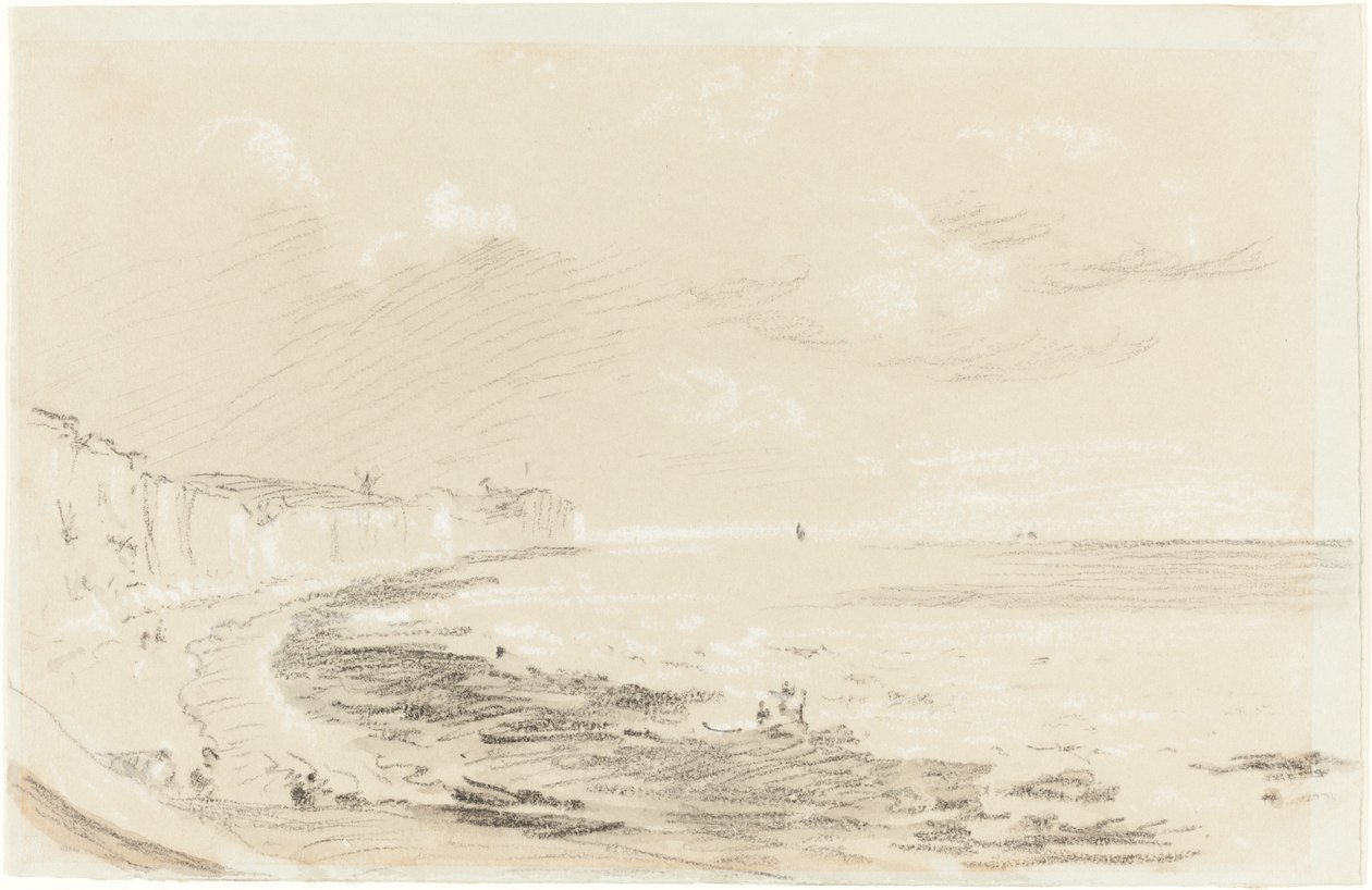 Escena de la costa del mar de British 19th Century