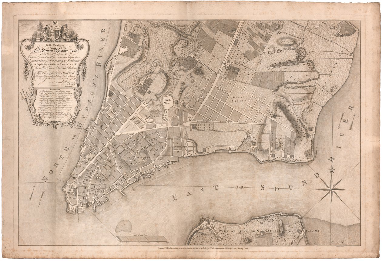 Plano de la ciudad de Nueva York por Ratzer de British School