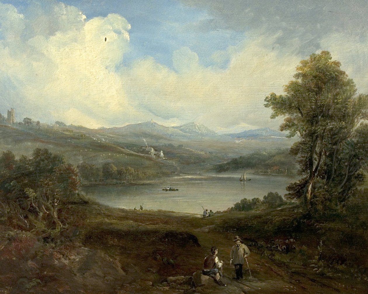 Grasmere, Westmorland, Cumbria (óleo sobre madera) de British School
