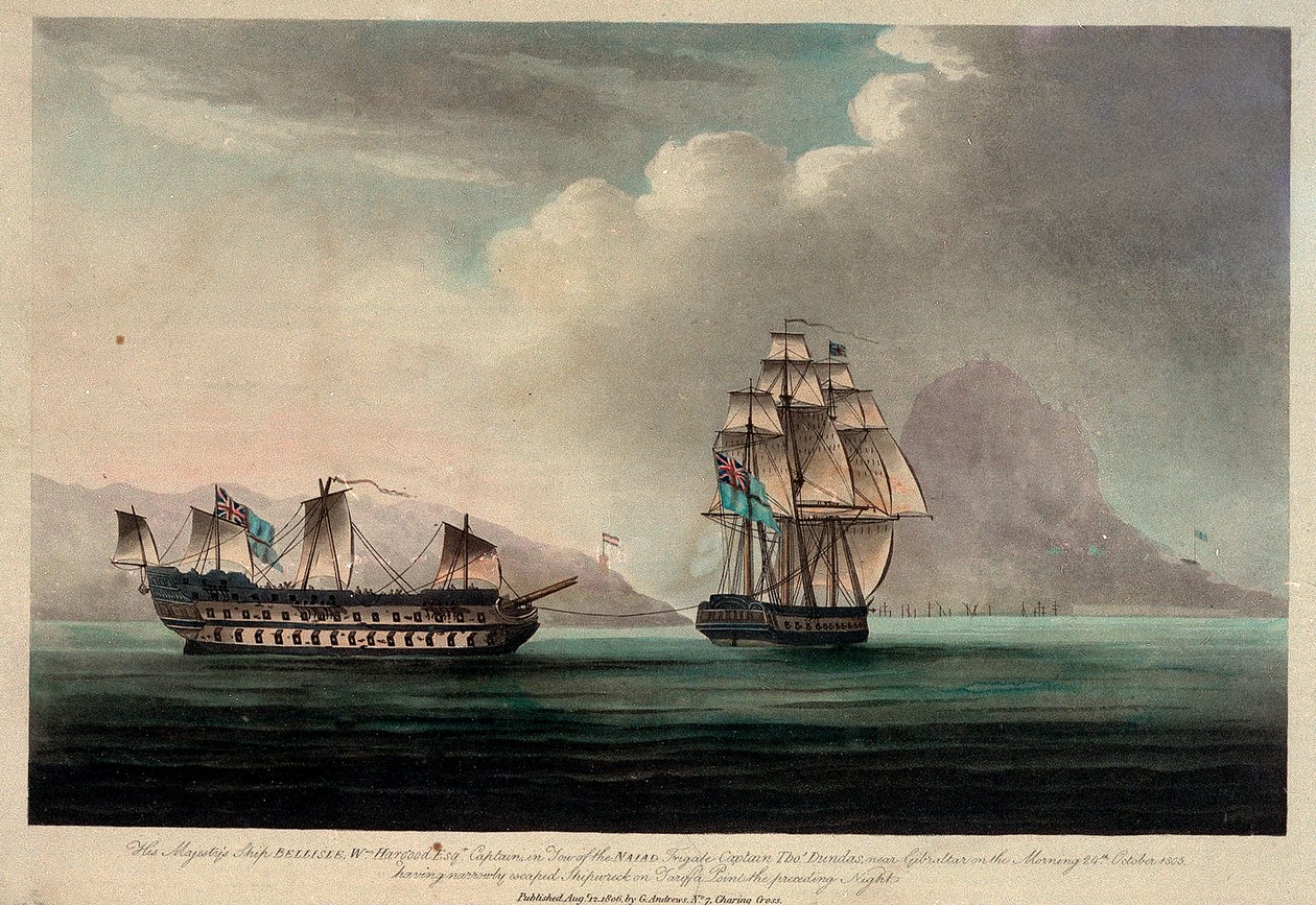 HMS "Bellisle" cerca de Gibraltar, 24 de octubre de 1805 de British School