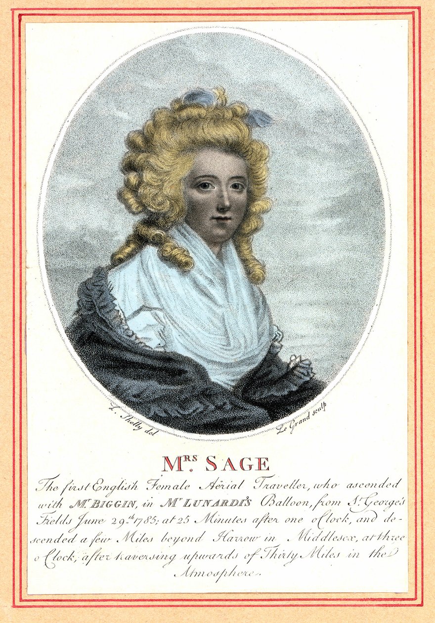 Laetitia Sage, primera mujer aeronauta inglesa, finales del siglo XVIII. de British School
