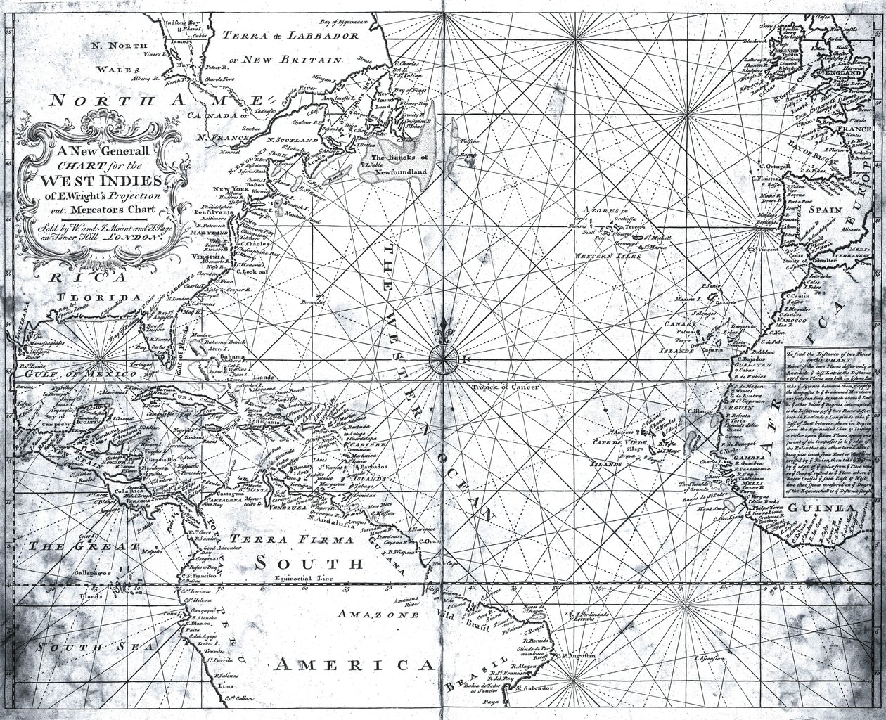 Mapa del Atlántico Norte por Mount y Page de British School