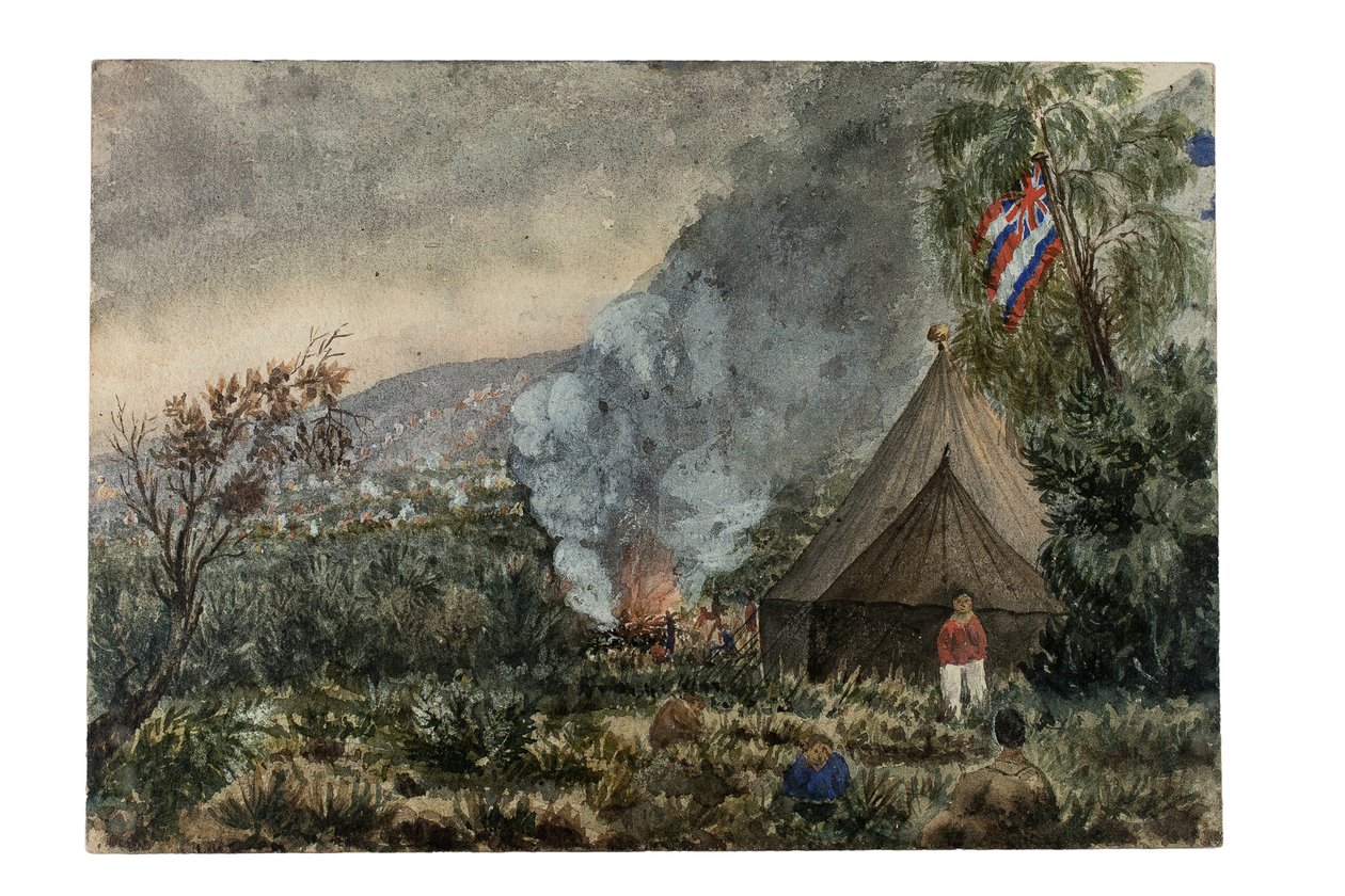 Volcán Mauna Kea, Hawai, marzo de 1859 (acuarela sobre papel) de British School