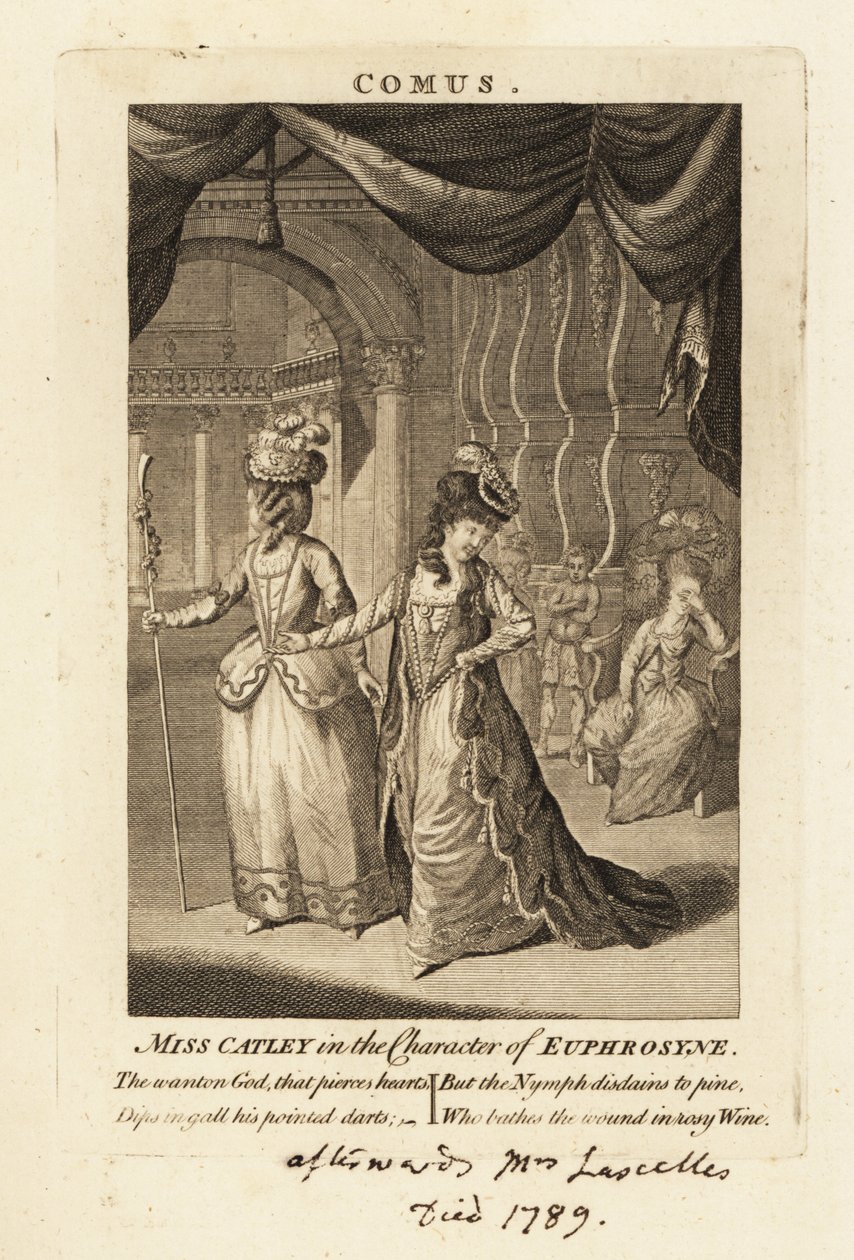 Miss Ann Catley en el personaje de Eufrosina en Comus de John Milton de British School