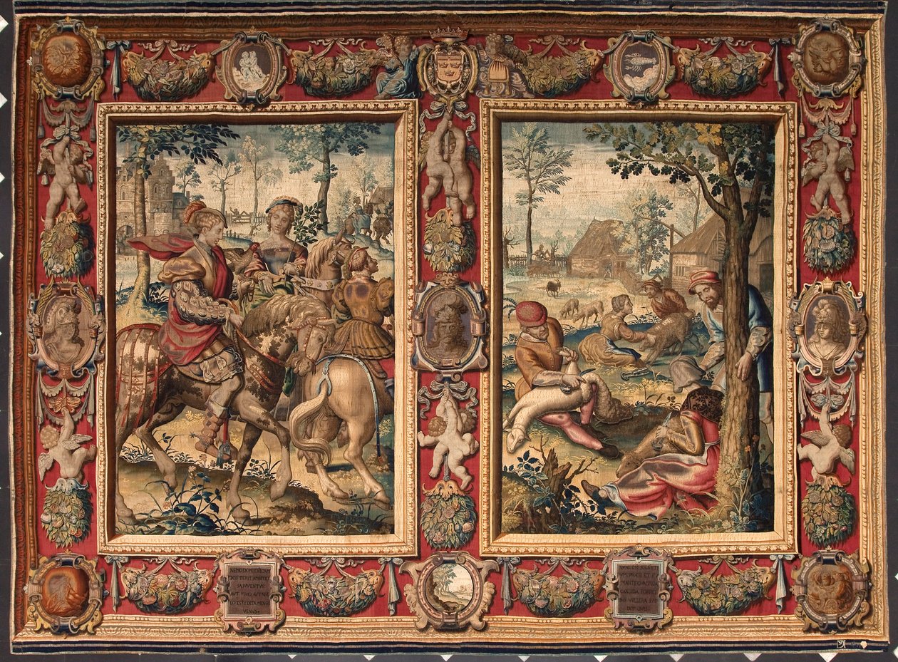 Mes de mayo y junio: "caza y siega de ovejas" Tapiz de las manufacturas de Mortlake. Siglo XVII Genes, Musei di Strada Nuova de British School