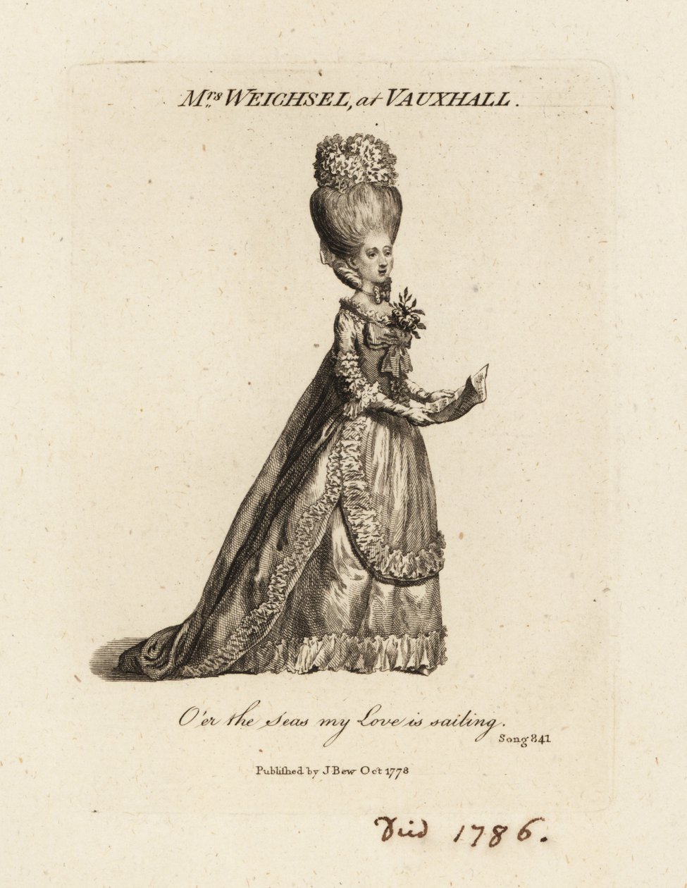 La Sra. Frederica Weichsel cantando en los Jardines de Placer de Vauxhall, finales del siglo XVIII de British School
