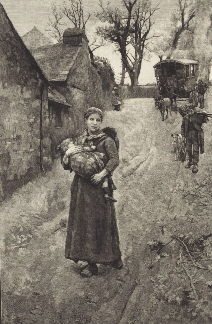 Viuda pobre del campo (grabado) de British School