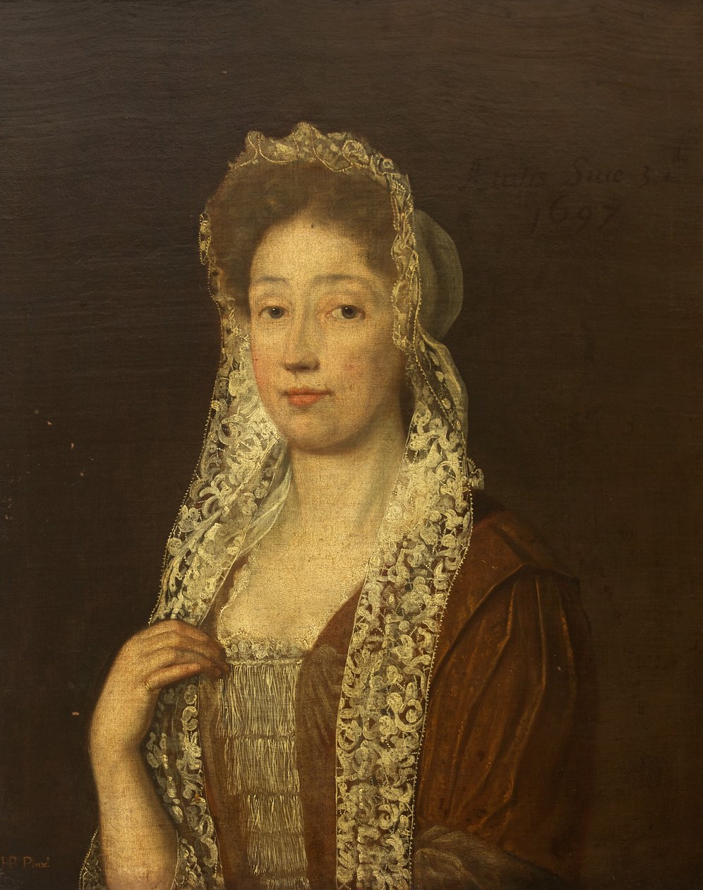 Retrato de una Dama con Gorro de Encaje y Cintas de British School