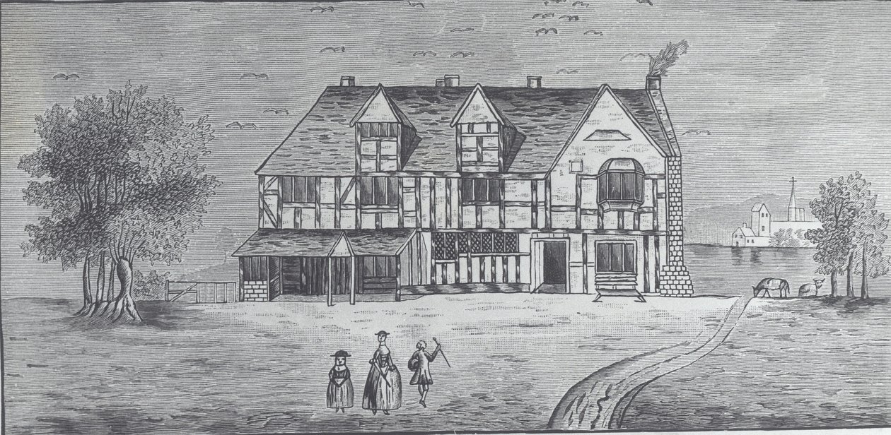 Stratford-on-Avon: Casa de Shakespeare (grabado) de British School