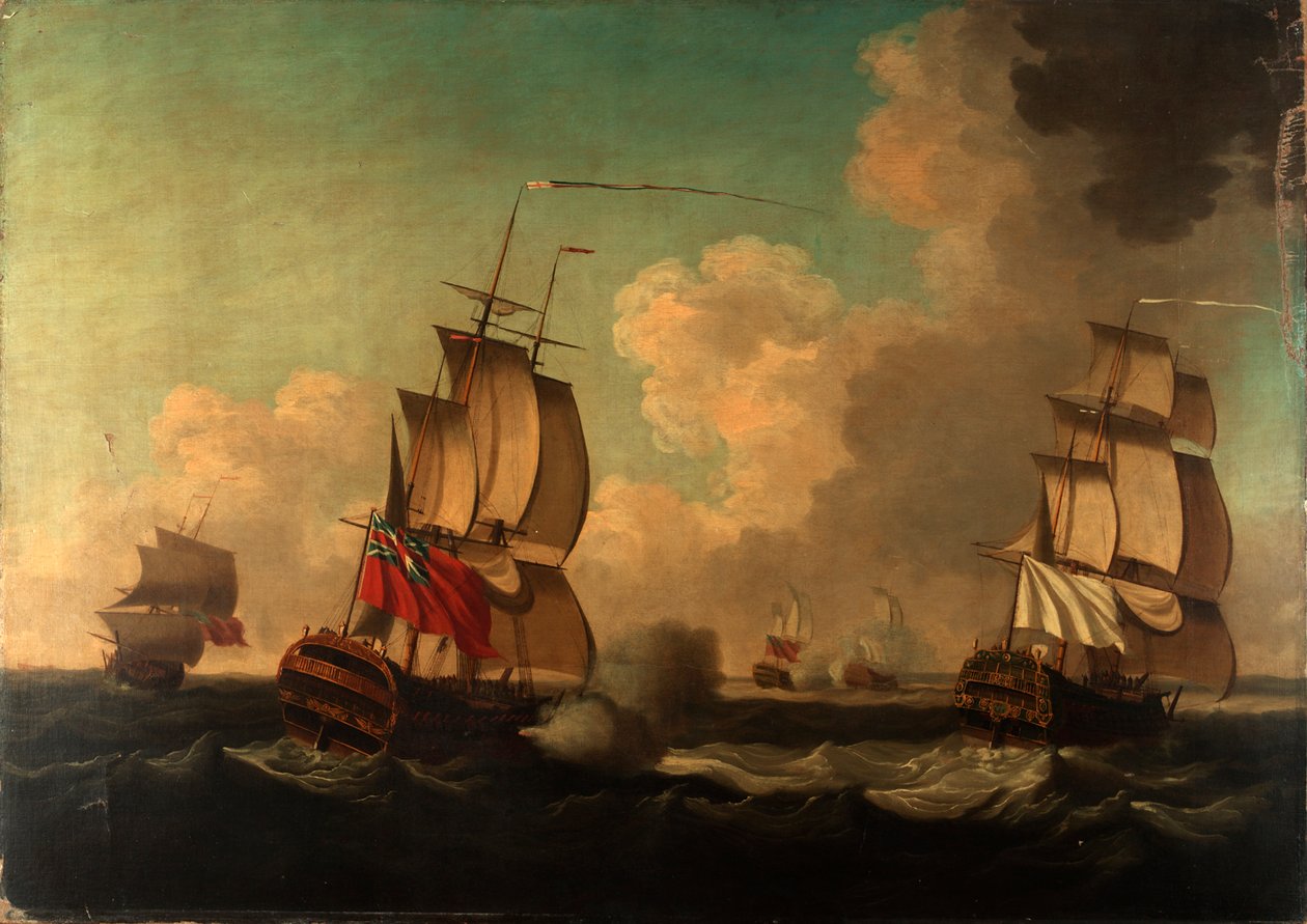 La captura del "Alcide" y el "Lys", 8 de junio de 1755 de British School