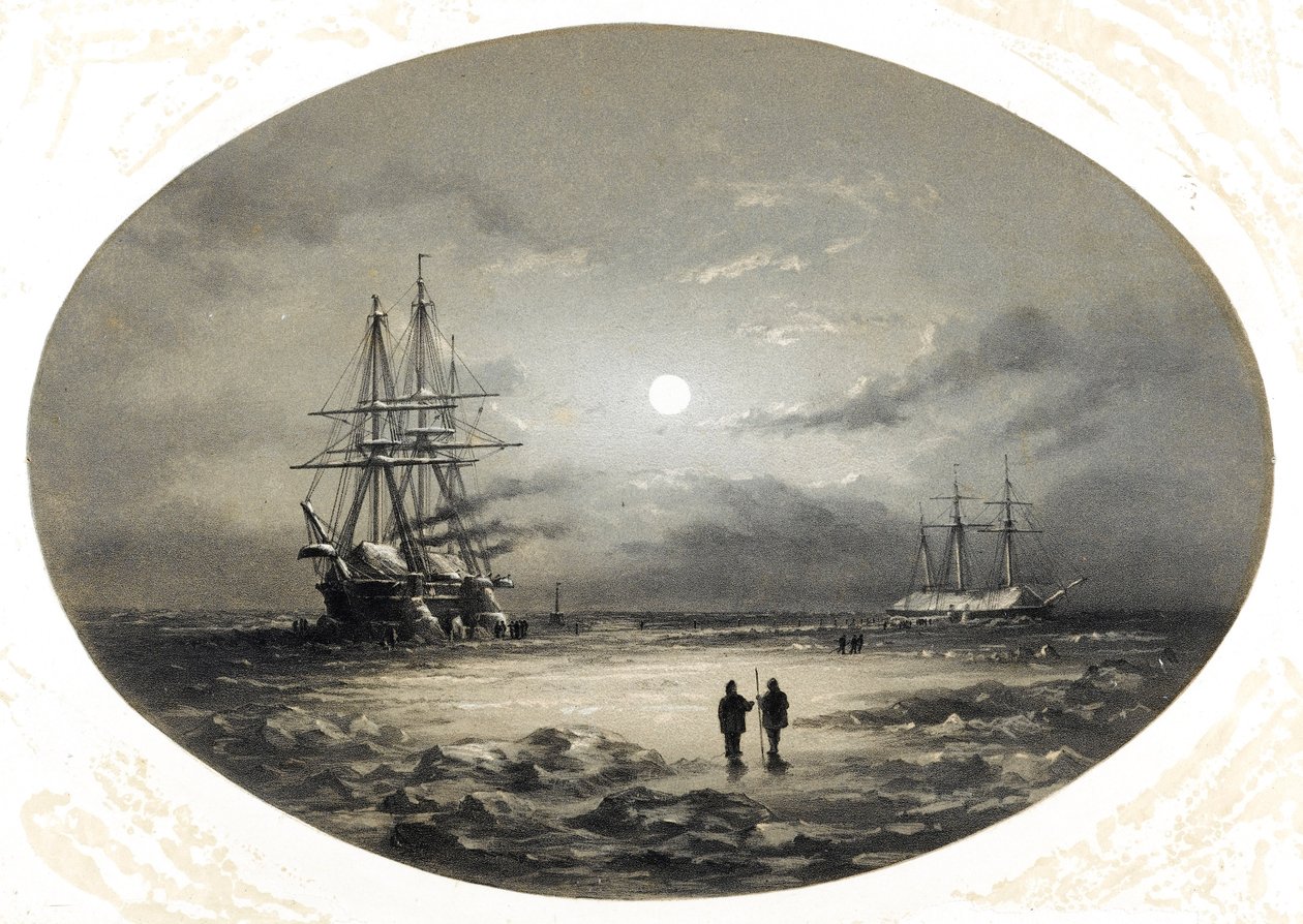 La situación de los HMS "Resolute" e "Intrepid" en el Mar Ártico de British School