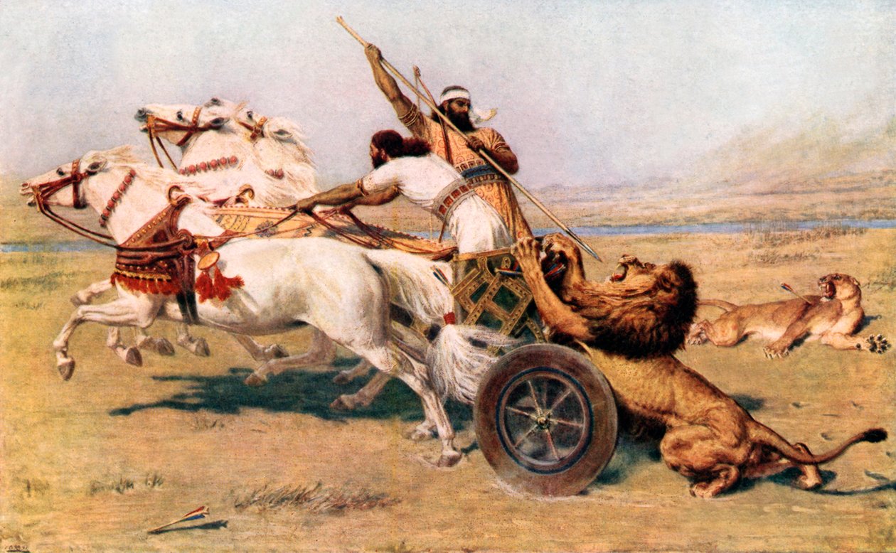 Nimrod, poderoso cazador (litografía en color) de Briton (after) Riviere