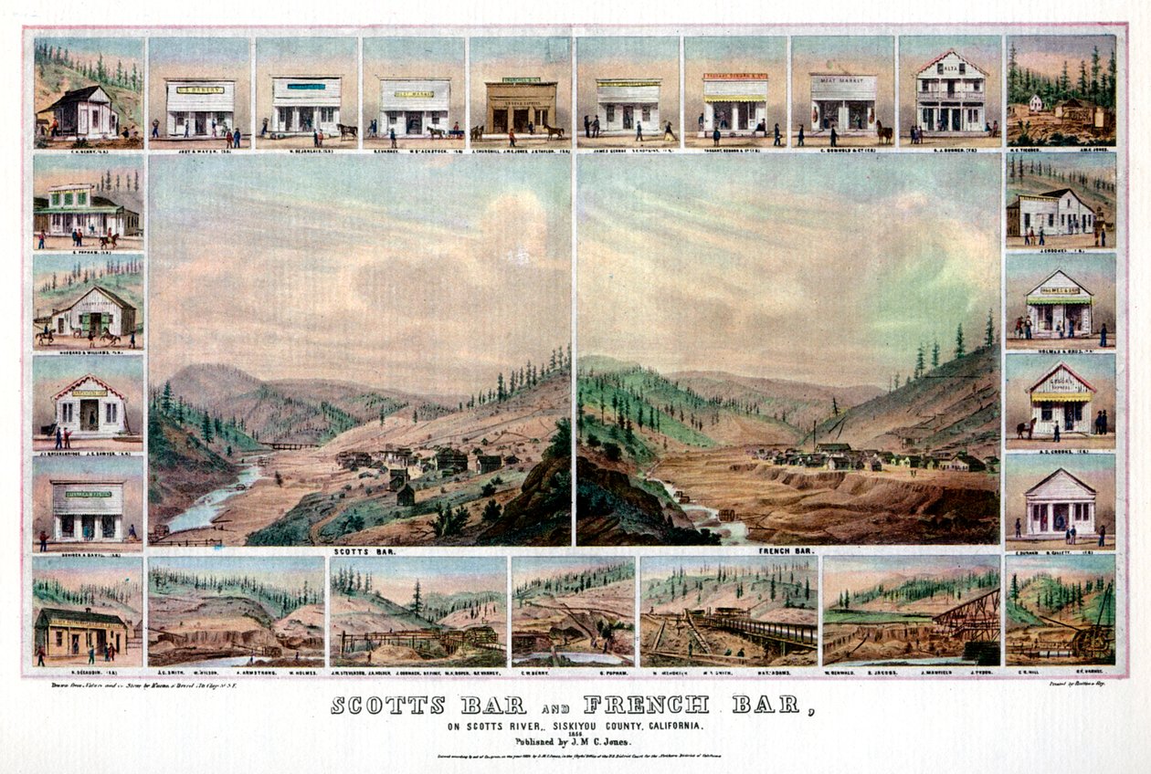 Bares de Scott y Bar francés, en el río Scott, condado de Siskiyou, California, 1856 de Britton and Rey