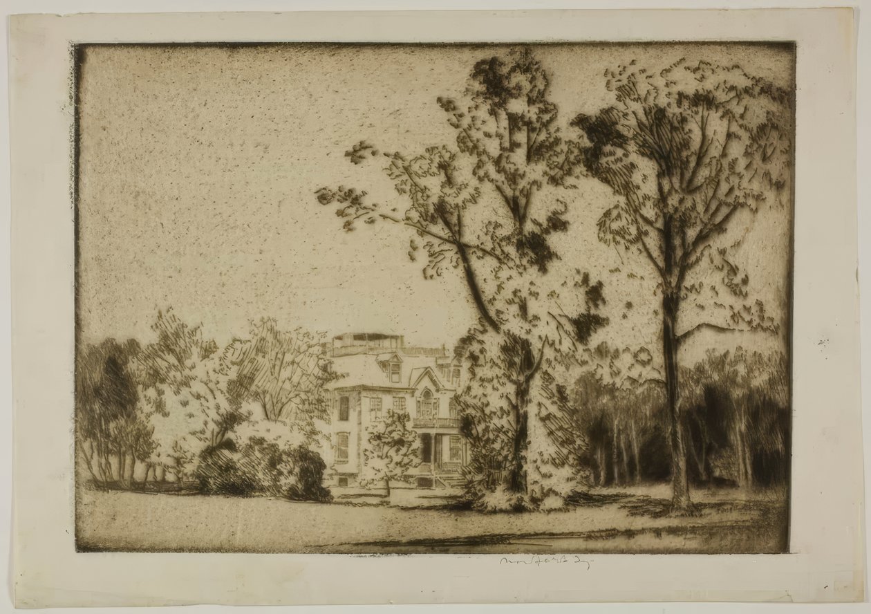 Casa de Charles Deering en Evanston, vista frontal de Bror Julius Olsson Nordfeldt