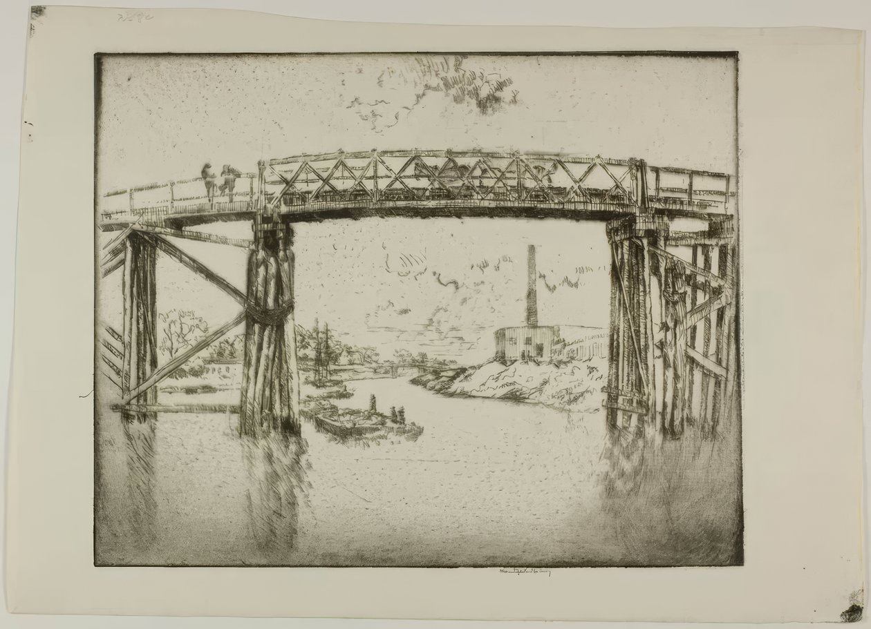 Chicago - Barcazas en el brazo norte de Bror Julius Olsson Nordfeldt