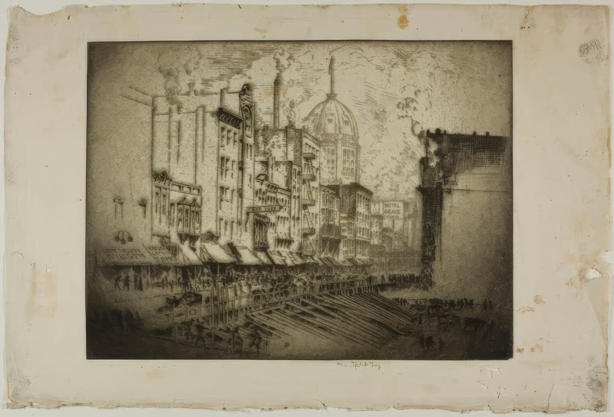 Chicago - Calle Clark, esquina con la calle Harrison de Bror Julius Olsson Nordfeldt