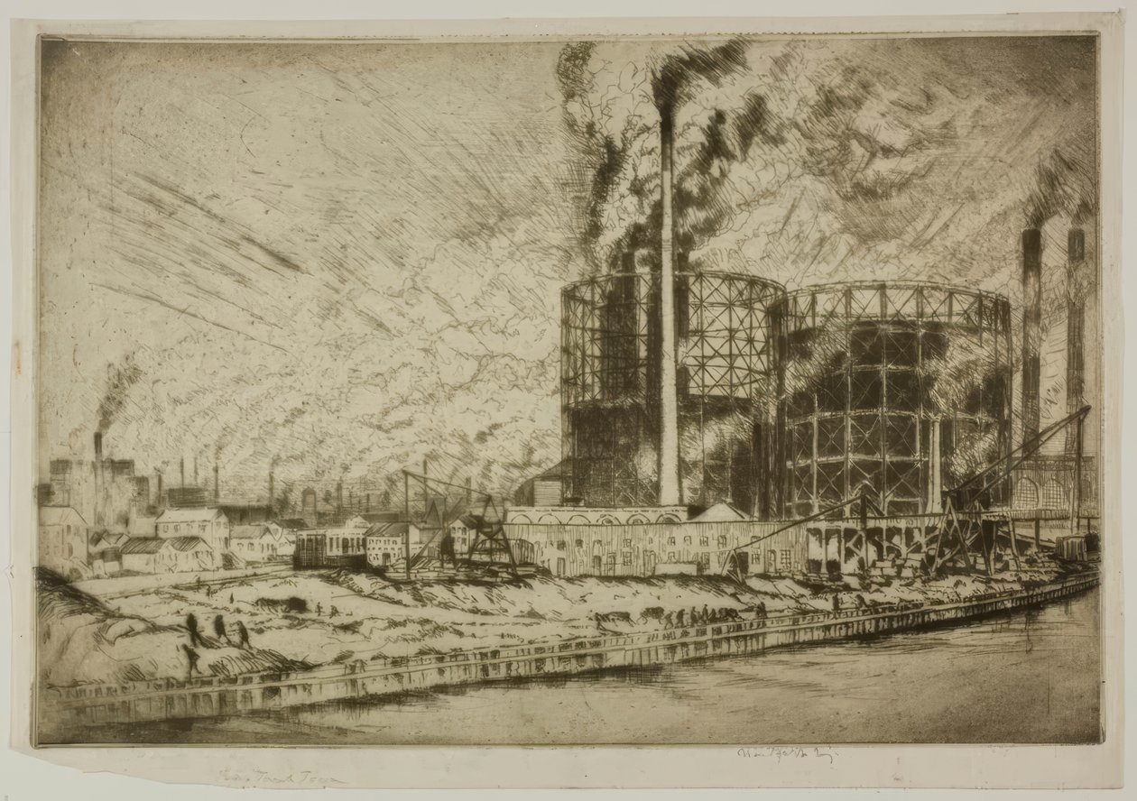 Chicago - Gas Tank Town, calle 29 y río de Bror Julius Olsson Nordfeldt