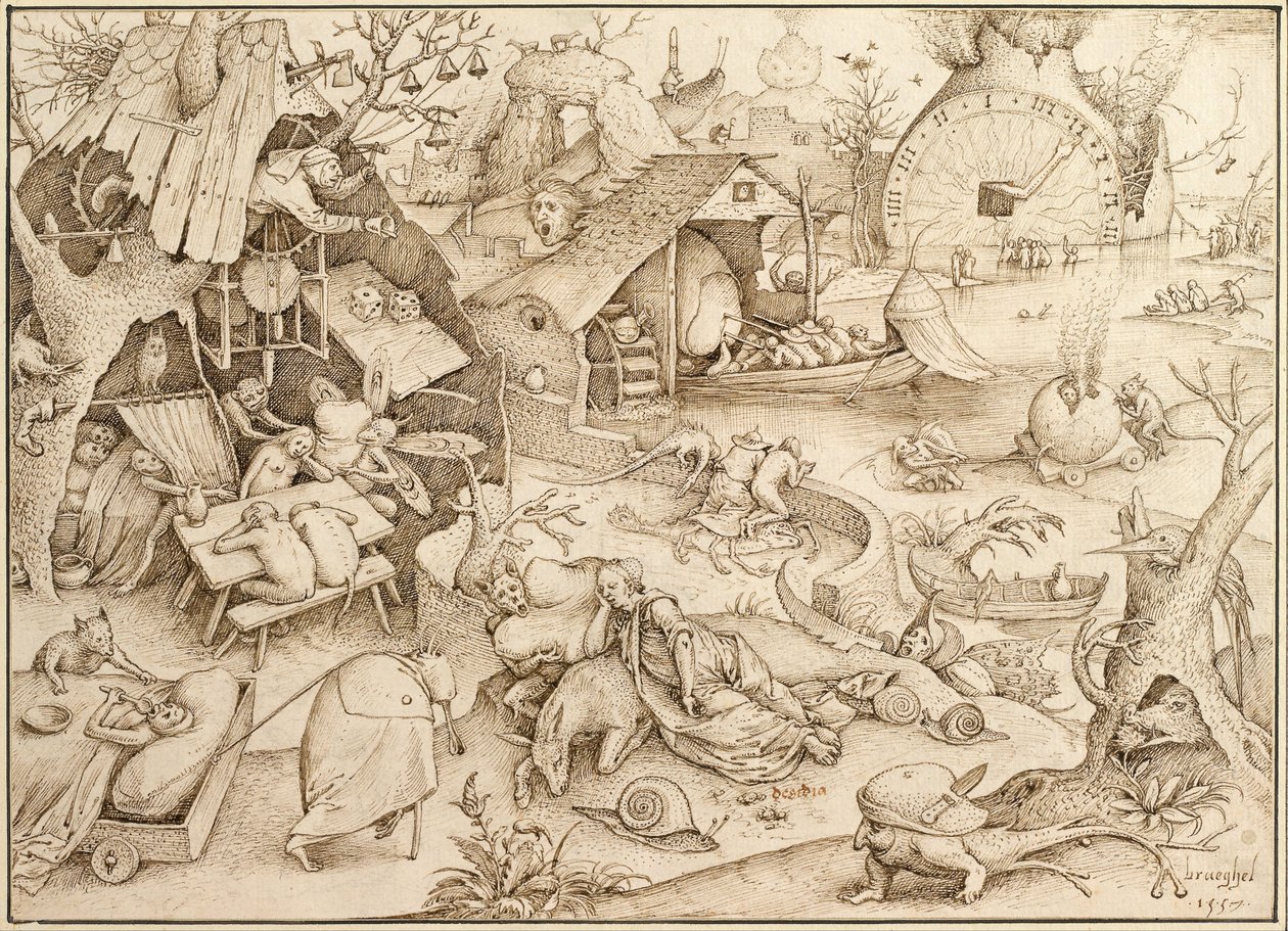 Acedia Pereza De la serie Siete Pecados Capitales, 1557 de Bruegel