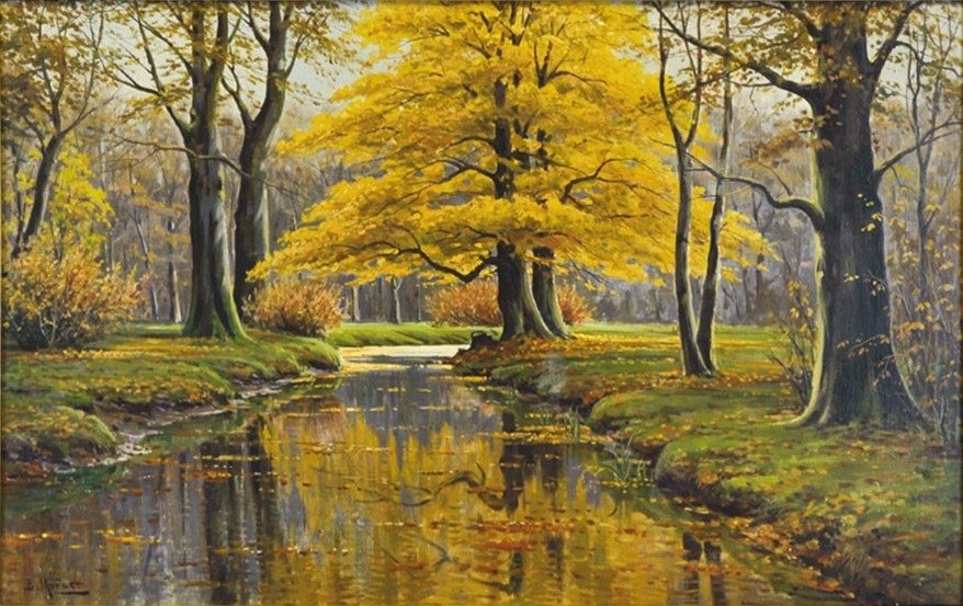 Bosque otoñal con arroyo de Bruno Moras
