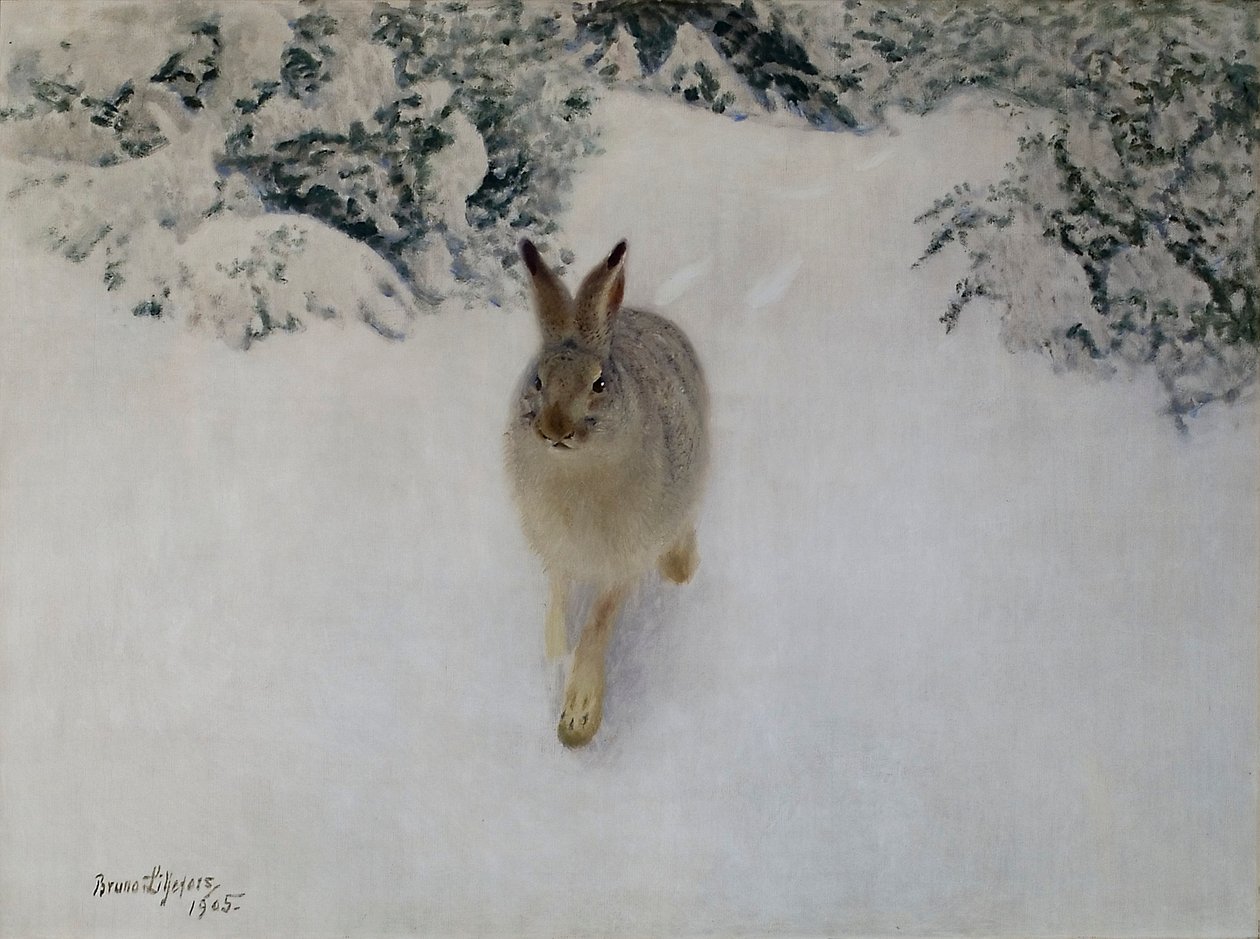 Liebre en invierno de Bruno Andreas Liljefors