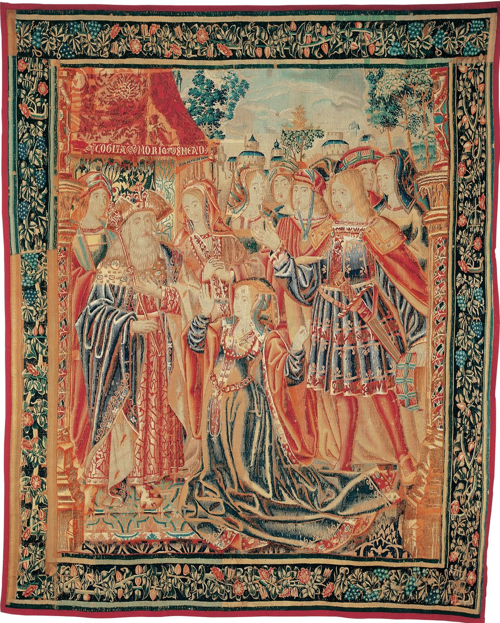 La historia de Troya. Casandra intercede ante Príamo para obtener el perdón de París, c. 1520 de Brussels Manufactory