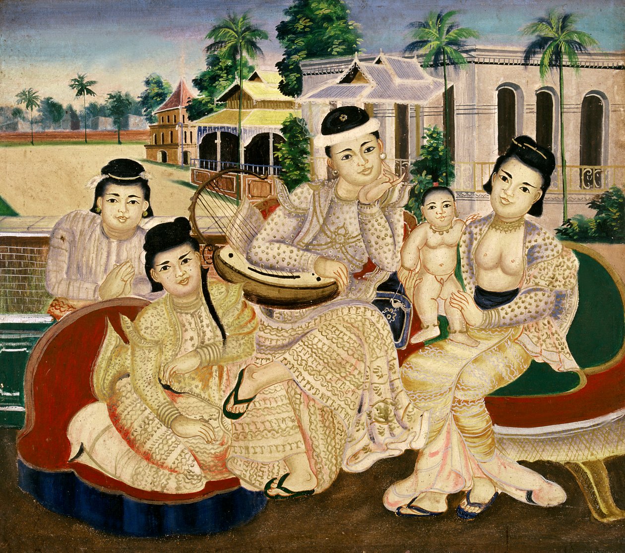 Retrato de familia de Burmese School