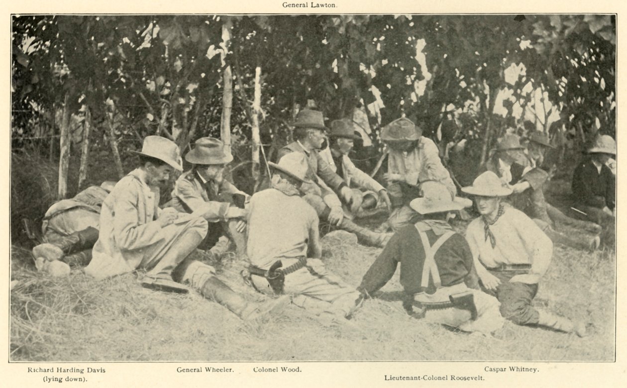 Conferencia después de la batalla de los Rough Riders, Guerra Hispanoamericana, junio de 1898 de Burr McIntosh