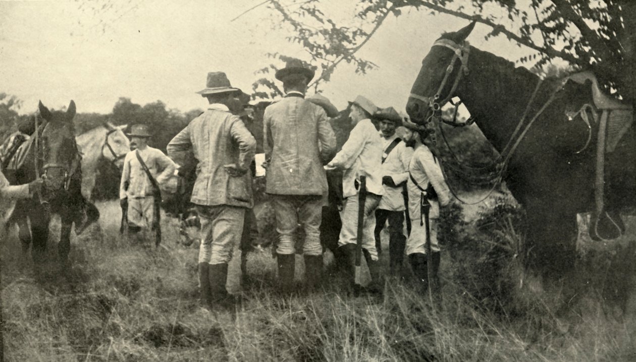 El General Lawton aprendiendo de oficiales cubanos...30 de junio, Guerra Hispanoamericana, 1898, 1899 de Burr McIntosh