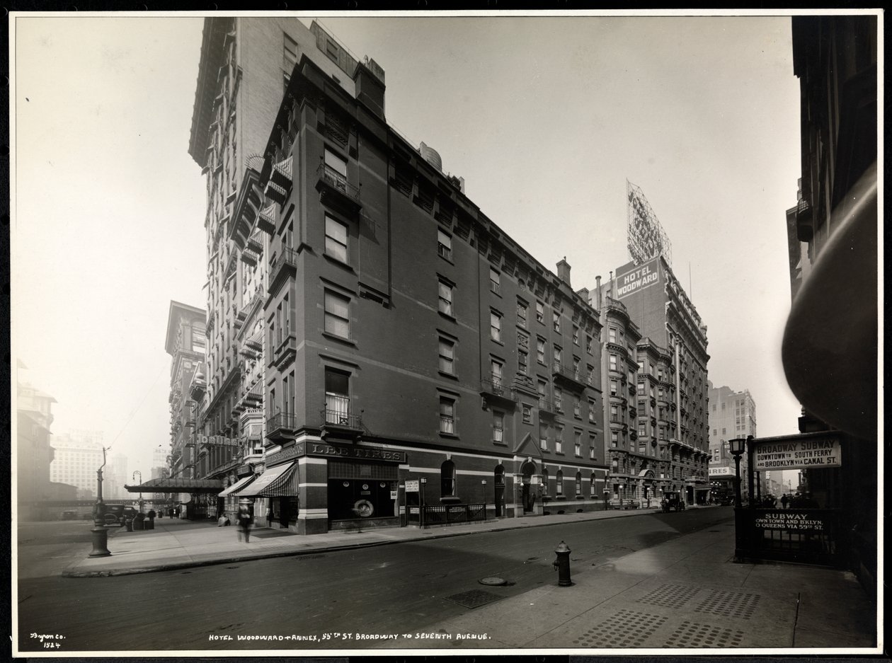 El Hotel Woodward, Broadway y la calle 55, Nueva York, 1920 de Byron Company