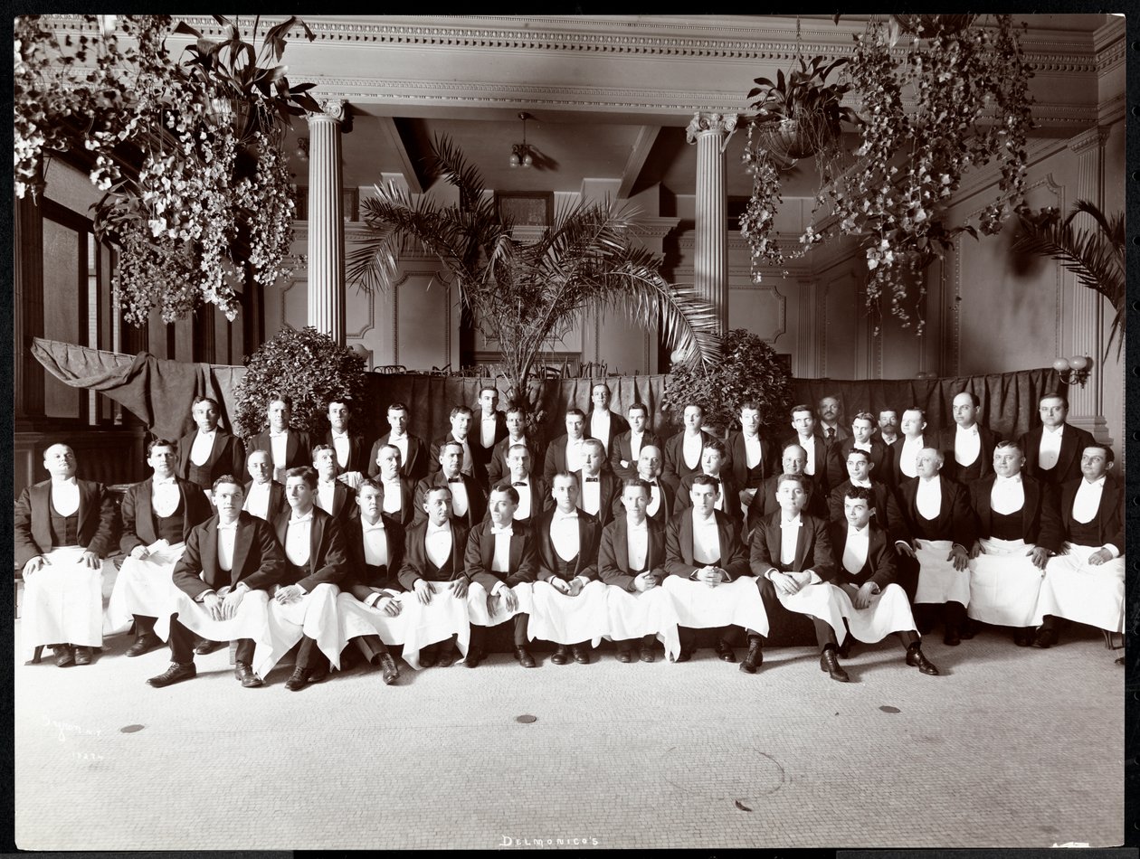 Camareros en el Hotel Delmonico, 1902 de Byron Company