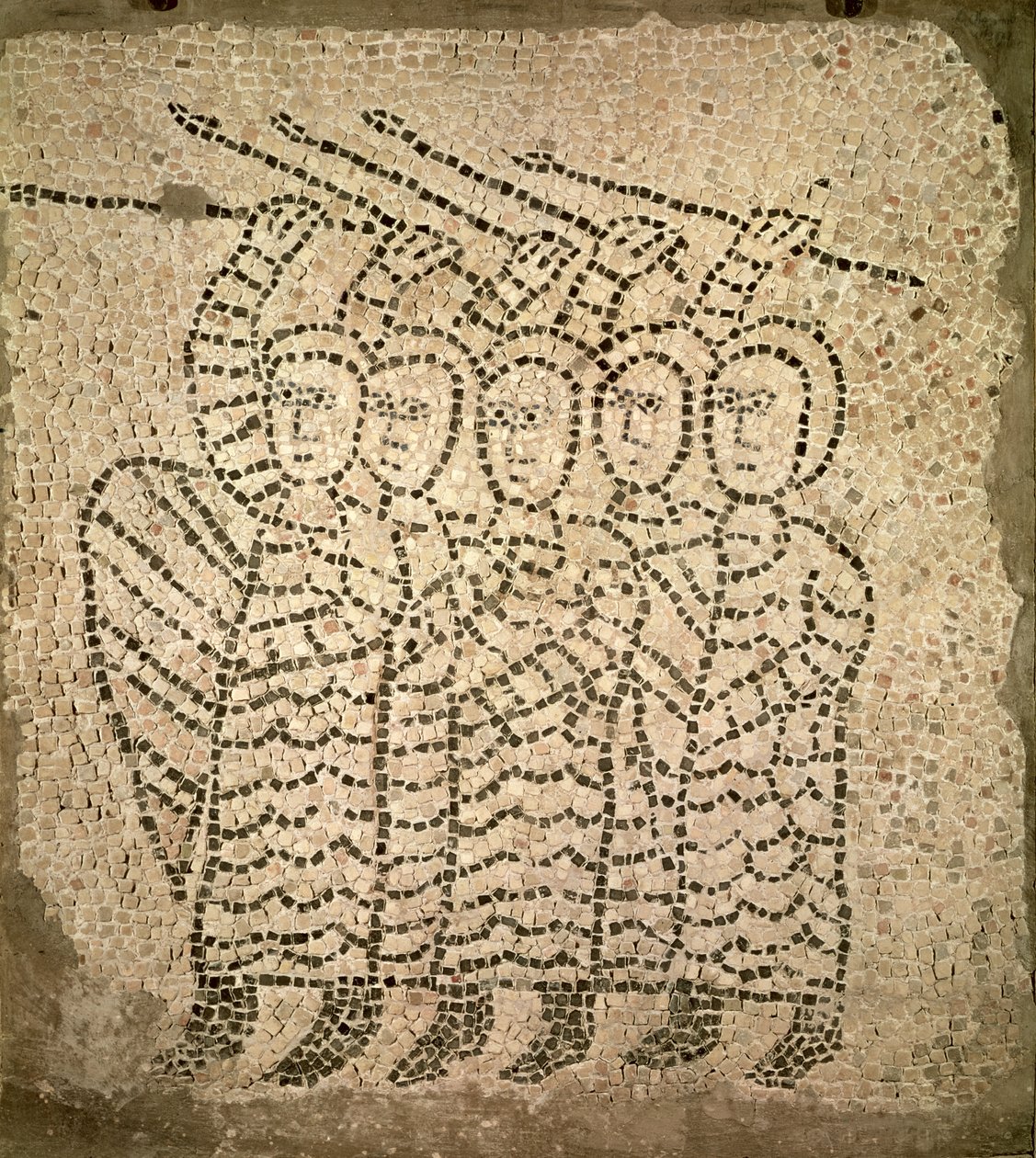 Pavimento de San Juan Evangelista, detalle de cinco cruzados, 1213 de Byzantine