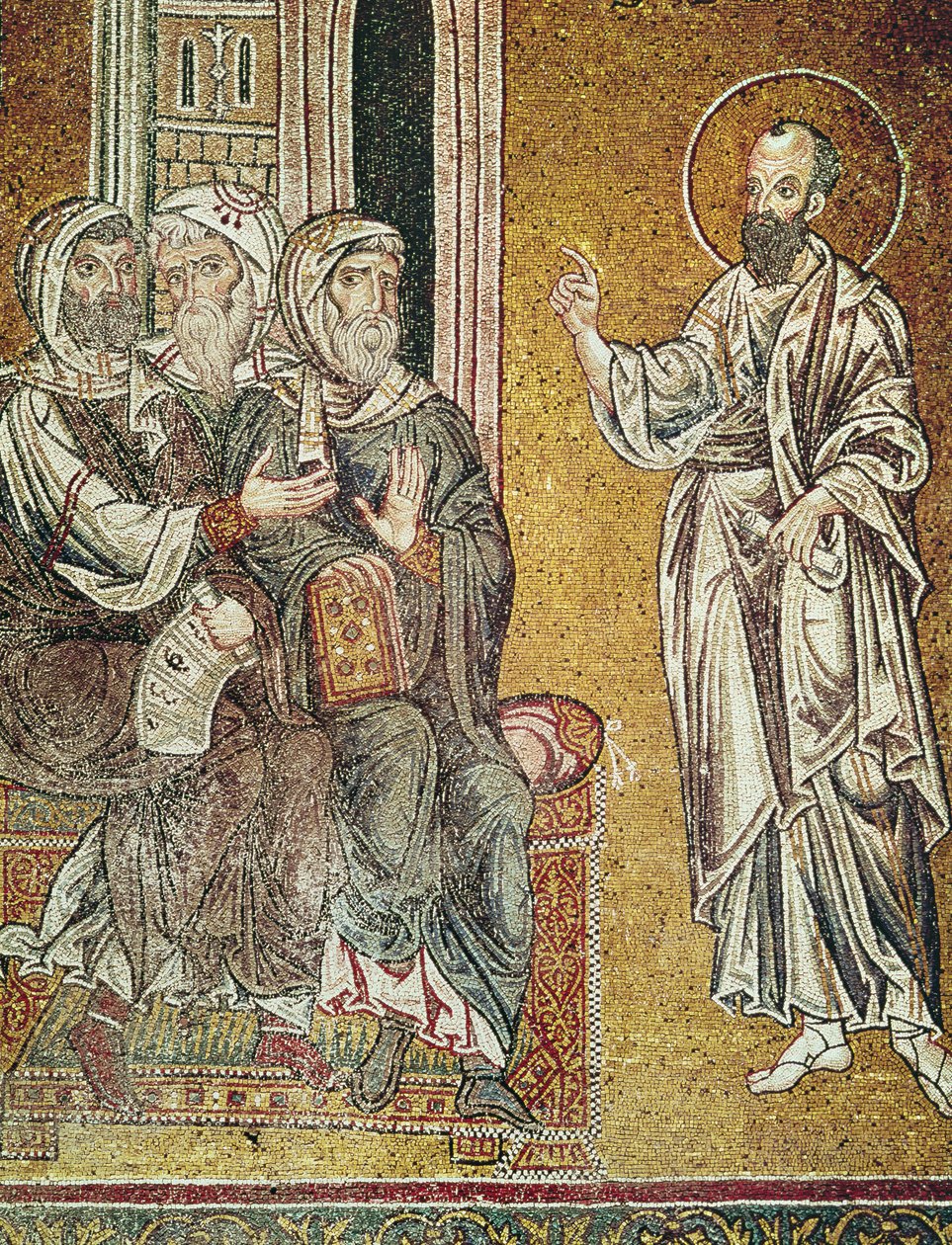 San Pablo predicando a los judíos en la sinagoga de Damasco, de Escenas de la vida de San Pablo de Byzantine School