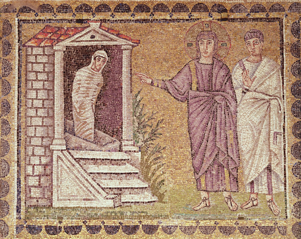 La resurrección de Lázaro, escenas de la vida de Cristo (mosaico) de Byzantine School