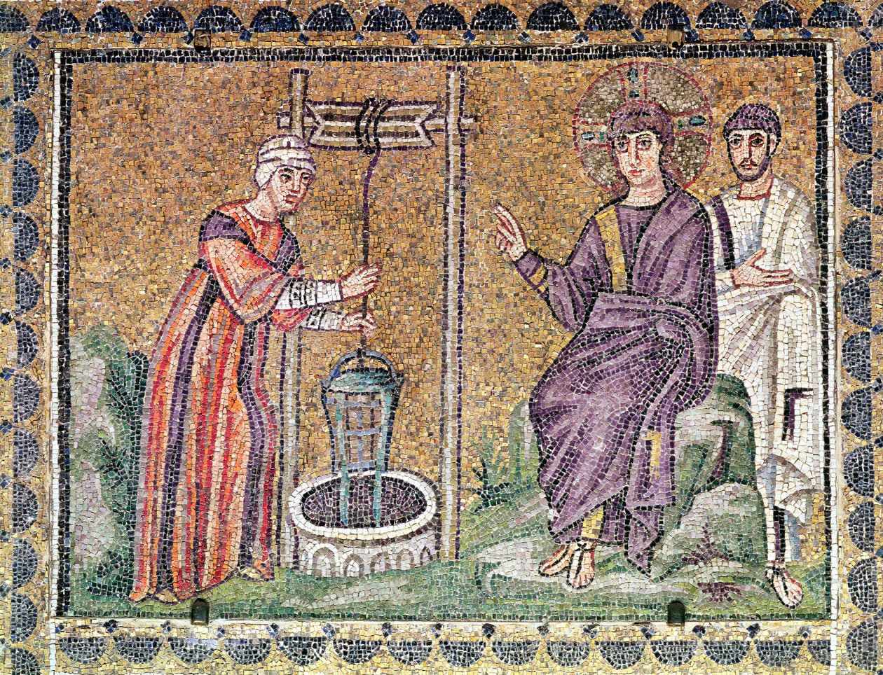 La mujer de Samaria en el pozo, escenas de la vida de Cristo de Byzantine School
