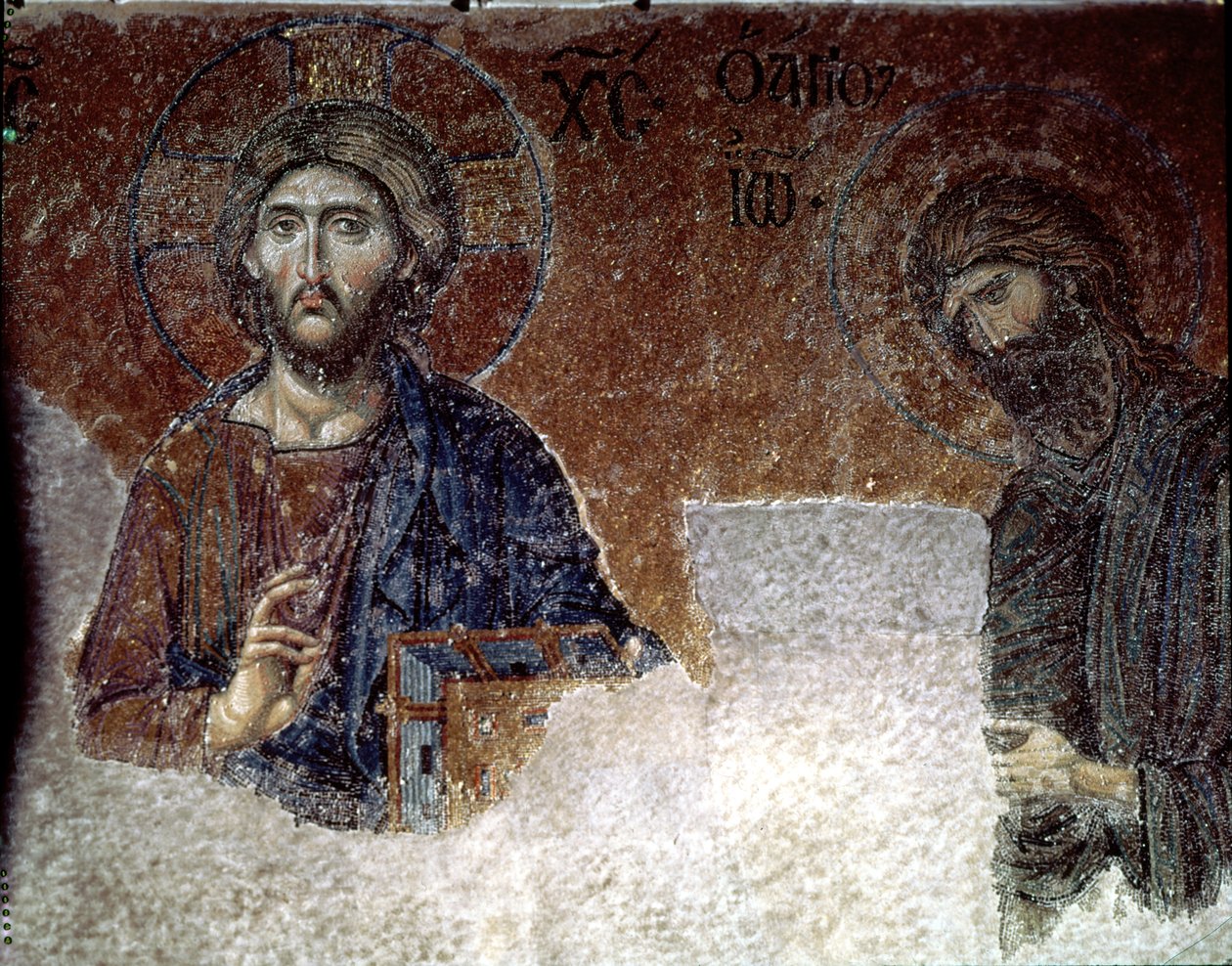 Cristo y San Juan Bautista en Hagia Sophia (mosaico) de Byzantine